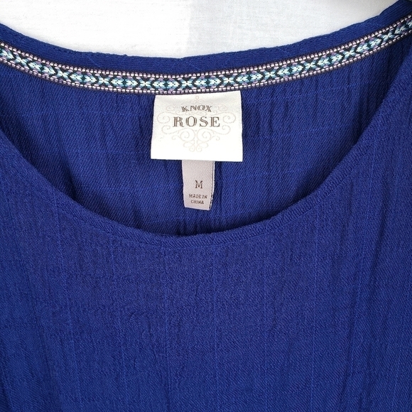 Knox Rose Blue Layered Boho Short Sleeve Dress Sz M - Picture 4 of 10